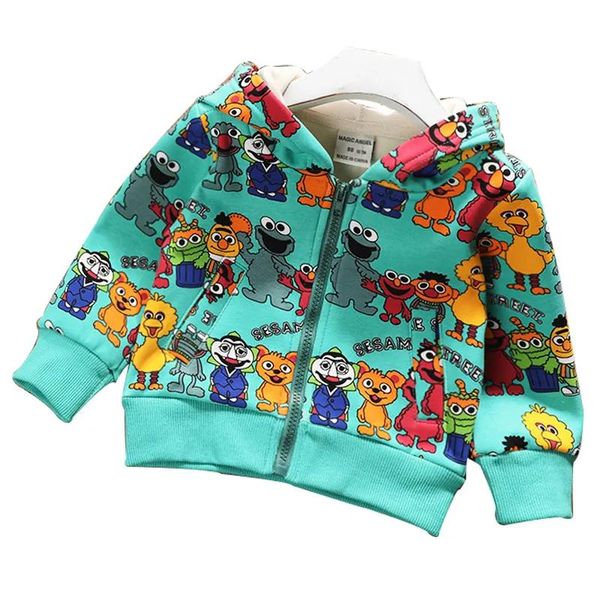 Casaco outono inverno crianças roupas meninos jaquetas crianças com capuz zíper quente moda do bebê dos desenhos animados elmo casaco infantil algodão hoodies para a menina 20