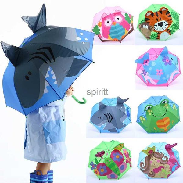 Guarda-chuvas 3D dos desenhos animados crianças guarda-chuva ao ar livre guarda-sol proteção solar proteção UV à prova de vento guarda-chuva dobrável à prova de vento YQ240105