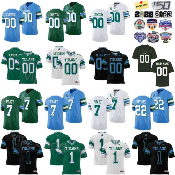 Mans College Tulane Green Wave Football 4 JhaQuan Jackson Jerseys 17 Chris Brazzell II 99 Jesus Machado 21 Makhi Hughes 7 Michael Pratt 6 Lawrence Keys III University