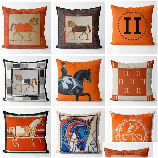 Almofada / travesseiro decorativo designer de luxo moderno encosto simples sala de estar laranja fronha estilo americano cavalo sofá largeccushi dhjdz