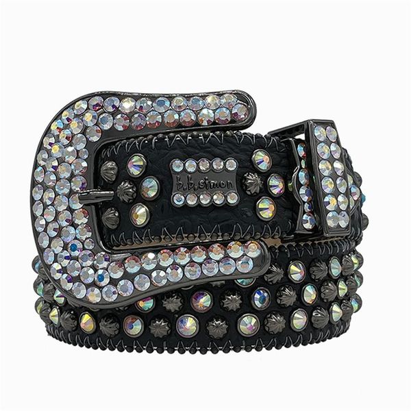 Designer di cinture BB Cintura Simon per uomini Donne Shiny Diamond Belt Black su nero Blu Bianco Multicolour con strass bling come regalo 867