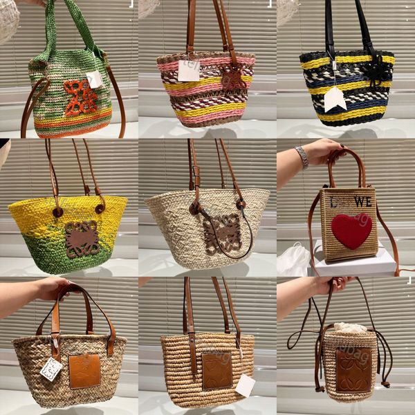 Дизайнерская соломенная сумка Loe Fashion Tote Bag Basket Соломенная сумка Дизайнерская тканая вручную сумка через плечо Открытая пляжная сумка Женская летняя сумка Высококачественная сумка Lowwees 53