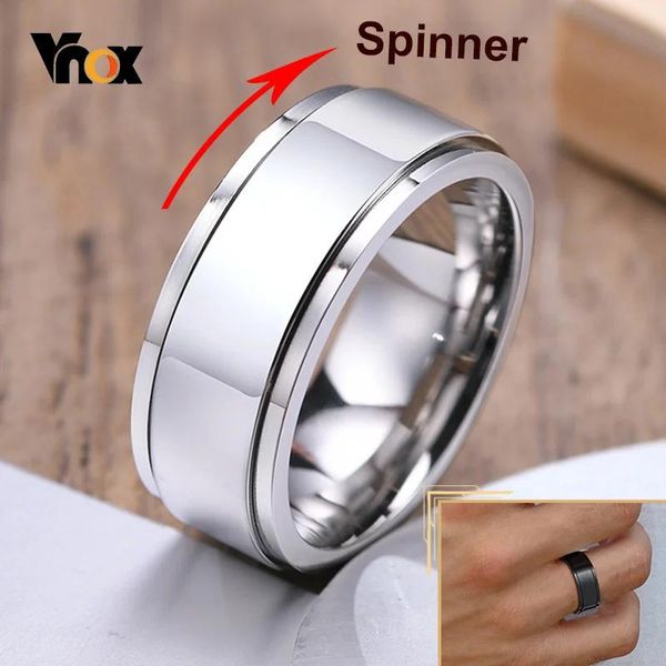 Schmuck Vnox Spinner Drehbarer Ring für Männer und Frauen, 6/8 mm massiver, glänzender, mattierter Ehering, schlichter, schlichter, lässiger, klassischer Retro-Bruderring