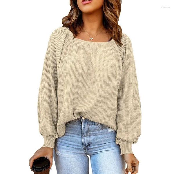 Felpe con cappuccio da donna eleganti da donna maniche lunghe a lanterna pullover solidi estate 2024 moda coreana felpe oversize donna casual maglione top