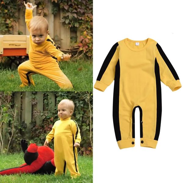 Bebê chinês kung fu lee roupas nascido infantil bebê meninas meninos clássico macacão playsuit roupas casuais bruce macacão 240104