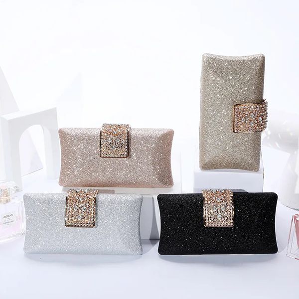 XIYUAN Scava Fuori Diamante Grigio Borsa da Sera Donna Strass Pietra di Cristallo Borsa da Festa di Moda da Sposa Cena da Sposa Borsa da Donna 240104