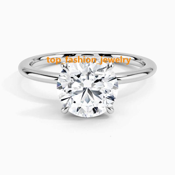 Anel de noivado feminino, design clássico, joias finas, 0.5-3ct, hpht, cvd, laboratório, joias com diamante cultivado, 18k, ouro branco, 14k, platina