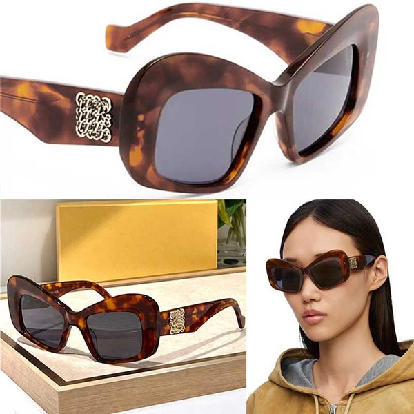 Damen-Designer-Acetat-Eagle-Wing-Sonnenbrille, 2024, neue Mode-Sonnenbrille für Damen, Havanna-Acetat-Rahmen, Goldmuster, 100 % UV-Schutz, Luxusbrille LW40128