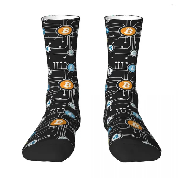 Erkek Socks Crew Stockings kripto para birimi altcoin blockchain logosu harajuku moda hip hop erkekler için uzun