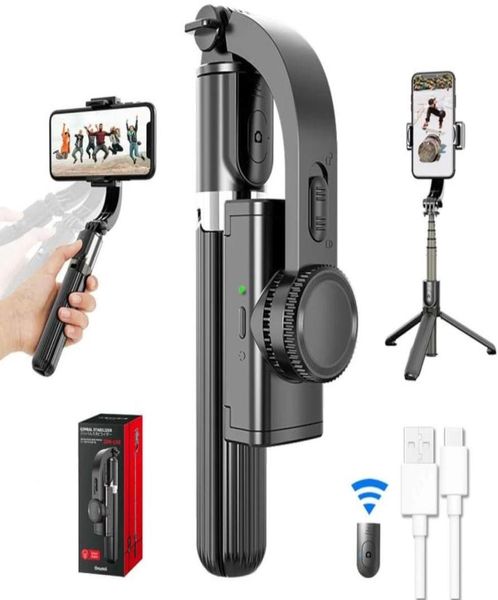 Stabilizzatore cardanico Rotazione a 360° Treppiede per selfie stick con supporto per telefono portatile remoto senza fili Bluetooth Bilanciamento automatico8182986
