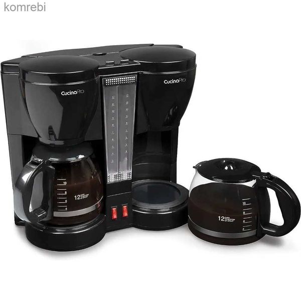 Macchina per il caffè CucinaPro Double Coffee Brewer Station - La doppia macchina per il caffè prepara due pentole da 12 tazze ciascuna con elementi riscaldanti individualiL240105