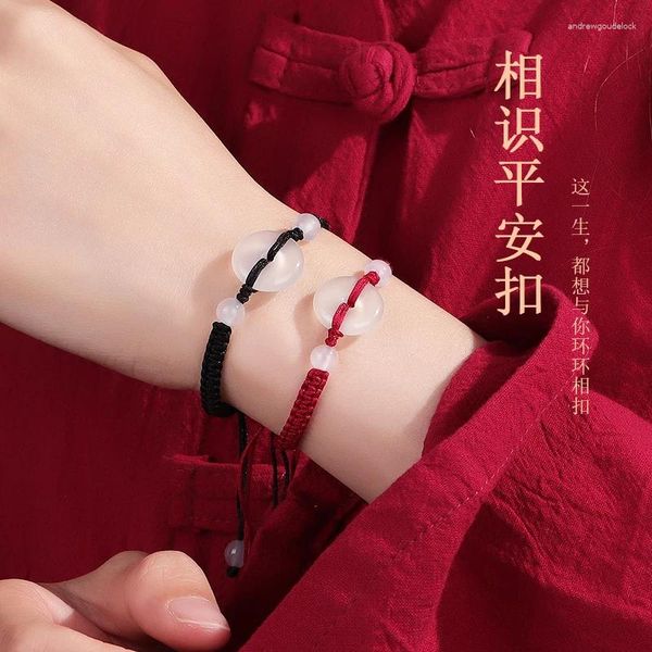 Charm-Armbänder Jade Peace Schnalle Armband Liebhaber Nische Design Sense Männer und Frauen Handschnur Das Jahr des roten Seils geflochten