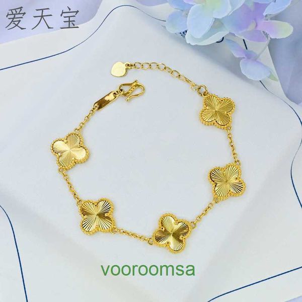 Designer-Armband Klee VAN Marke Vietnam Kupferlegierung Fünf Blumen Glücksgras Gold Shop Gleiche Schmuck Laser Vierblättriges Armband Weiblich Mit Box