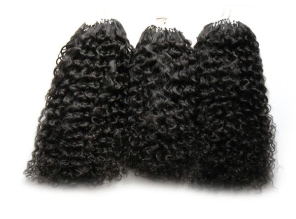 Nuovi capelli ricci afro crespi vergini mongoli 300 Applicare estensioni dei capelli micro link naturali estensioni dei capelli umani 300g micro perline5807206
