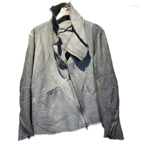 Fatos masculinos roupas de estilo avant-garde desconstroem alfaiataria assimétrica tingida a frio para jaquetas de designer antigas homens