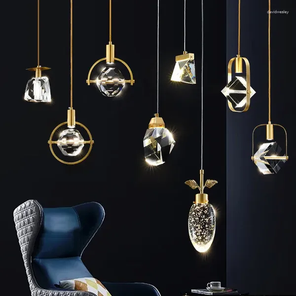 Pendelleuchten Moderne Kristallbeleuchtung Wohnzimmer Art Deco Kronleuchter Lampe Küche Led Suspension Design Innen Gold Licht