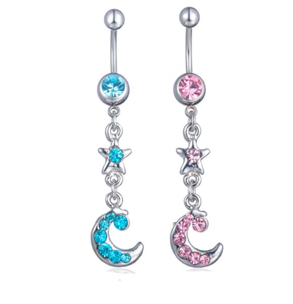 D0076 estrela e lua umbigo anéis corpo piercing jóias balançar acessórios moda charme9907473