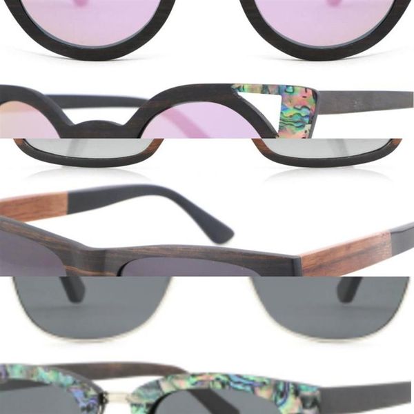 Gota polarizada abalone concha óculos de sol feminino moldura quadrada aro folheado de madeira personalizado óculos de sol de madeira j1211246m