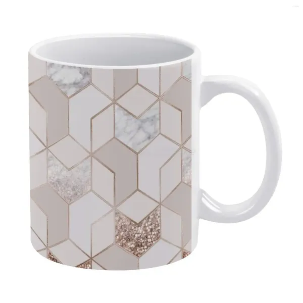 Tazze È una bella giornata Tazza bianca Tazza da tè in ceramica Regalo di compleanno Tazze da latte e poliziotto geometrico in oro rosa