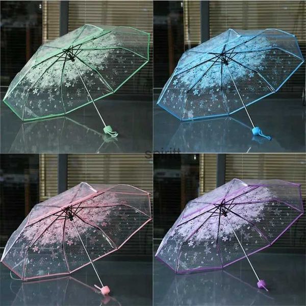 Guarda-chuvas Romântico Transparente Flores Claras Bolha Cúpula Bonito Designer Goth Guarda-chuva para Vento Chuva Pesada Mulheres Sol Guarda-chuva YQ240105