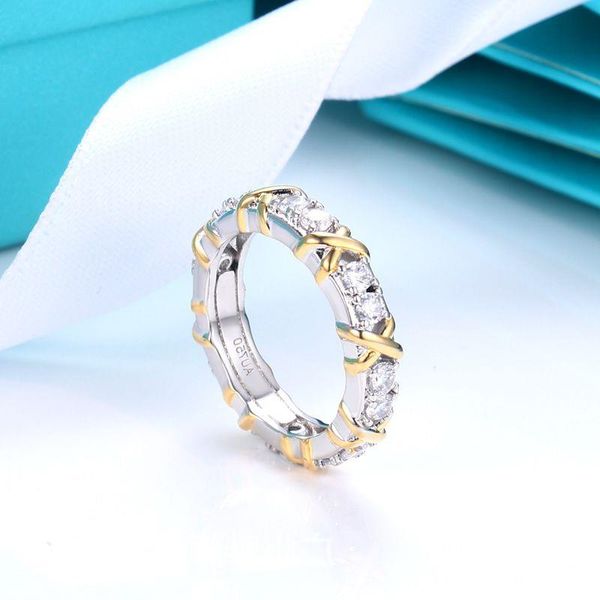 anello di design anelli di fidanzamento per donna gioielli di lusso per donna oro rosa argento croce diamante Anello designer di gioielli di moda taglia 5 Qstf