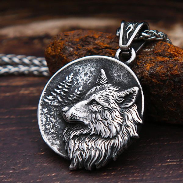 Мужское винтажное ожерелье с подвеской в виде волка викингов в стиле панк-стрит-рок, скандинавское белое золото 14 карат, ожерелье с головой волка Одина, модные ювелирные изделия