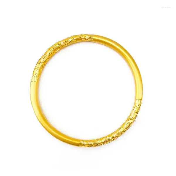 Bangle Vietnam Areia Ouro Antigo Método Xiangyun Pulseira Latão Banhado Boca Fechada Lady Hand Link Day Presente Moda