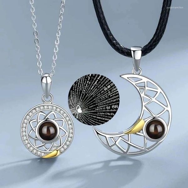 Ожерелья с подвесками в стиле ретро, проекционное ожерелье для пары с любовью, солнцем и луной для мужчин и женщин, пара магнитных ниш, дизайн ювелирных изделий на ключице