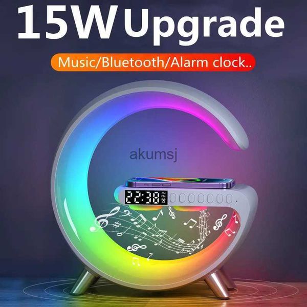 Drahtlose Ladegeräte 15W Drahtlose Ladegerät Stehen LED RGB Licht Schreibtisch Lampe Lautsprecher APP Steuerung Für Samsung Schnelle Ladestation YQ240105