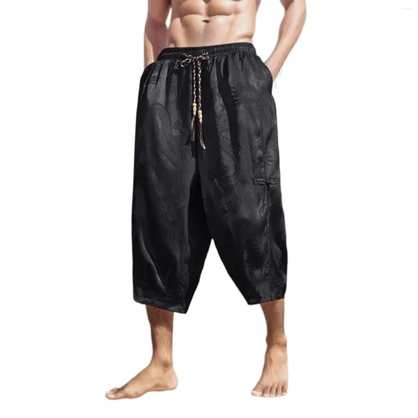 Pantaloni da uomo Retro Ravanello Moda uomo Abiti estivi da spiaggia larghi per uomo Pantaloni larghi in vita elastica con coulisse con stampa solida