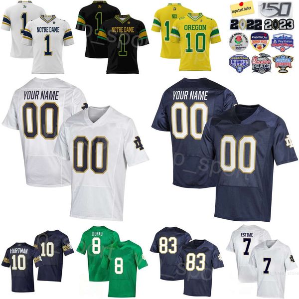 Mans Futbol Notre Dame College 7 Audic Estime Jersey 88 Mitchell Evans 4 Chris Tyree 19 Jaden Greathouse 8 Marist Liufau 10 Sam Hartman Üniversitesi Profphere