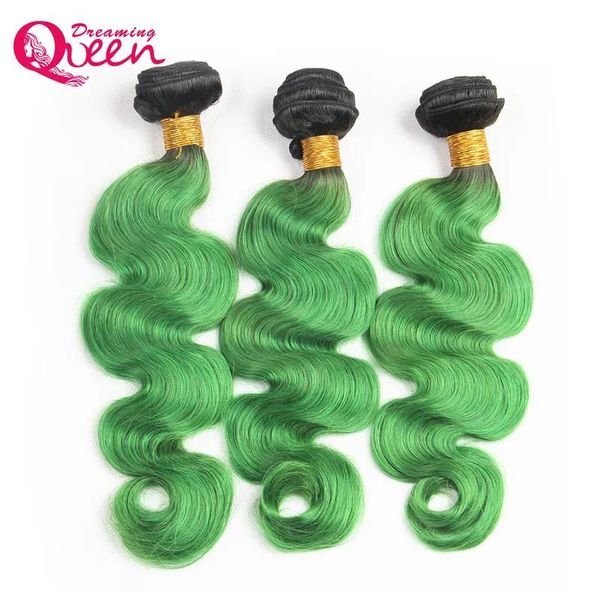 Tesse # T1B Verde smeraldo Onda del corpo Ombre Estensioni dei capelli umani brasiliani Capelli umani vergini brasiliani Tesse 3 pacchi Fasci di capelli Ombre