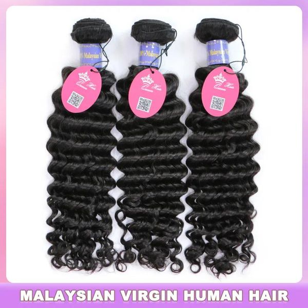 Tressen Malaysisches Haar 100 % tiefes Wellen-Webart-Menschenhaarbündel natürliche Farbe reines Rohhaar Haarverlängerungen Queen Hair Offizieller Shop