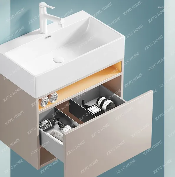 Rubinetti per lavabo da bagno Lavabo da appoggio Combinazione di lavabo laterale estremamente stretto e sottile Combinazione intelligente