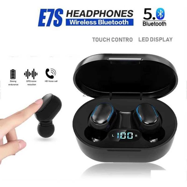 Handy-Kopfhörer Original E7S TWS Drahtloses Bluetooth-Headset mit Mikrofon-LED-Anzeige Ohrhörer für iPhone Xiaomi TWS-Kopfhörer Bluetooth-KopfhörerL240105