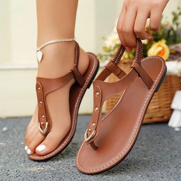 Donne s sandali piatti scarponi piatto alla fibbia straniera commerciale comodo nazionalità vento estate 606 scarpa