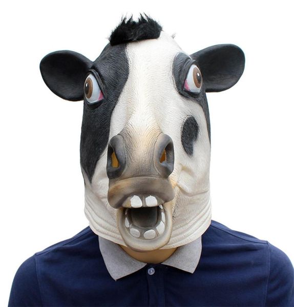 Máscara de cabeça de animal látex deluxe novidade fantasia de halloween festa vaca festa cosplay acessórios43078645713851