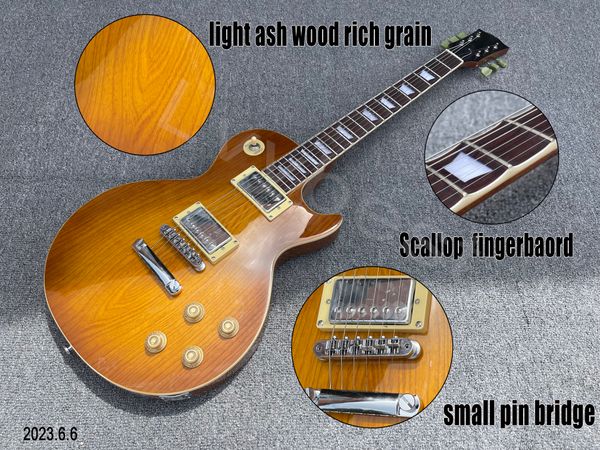 Guitarra elétrica leve com efeito de câmara de corpo de madeira cinza foroose peso vieira rosewood fingerboard sem pickguard
