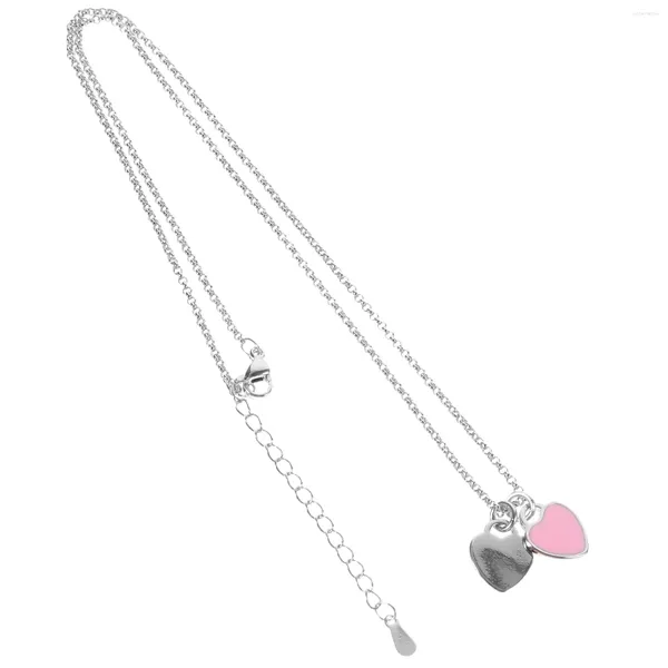 Collane con ciondolo Collana a doppio cuore Amore delicato San Valentino Design romantico per ragazza Amanti del lusso leggero Catena decorativa