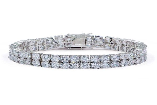 Moda Oro bianco ghiacciato Full Princess Diamond Lovers Bracciale a catena da tennis 2 strati CZ Zirconia Catena da polso Gioielli Regali fo2204928