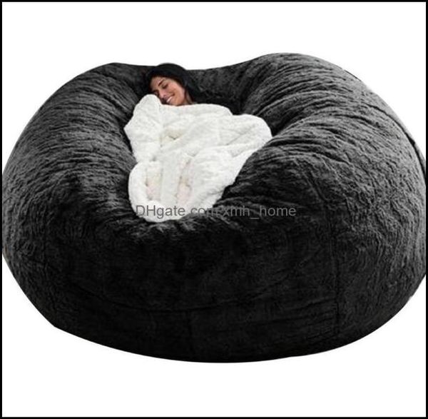 Пояса для стула Текстиль Дом Садовое кресло Ers D72X35In Nt Fur Bean Bag Er Big Round Soft y Faux Beag Lazy Диван-кровать Мебель для гостиной3810911