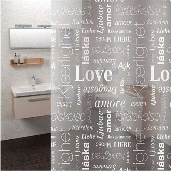 Original 180 x 180 cm LOVE transparente Bad-Duschvorhänge für Badezimmer, schimmelresistent, wasserdichter Vorhang mit Haken 240105