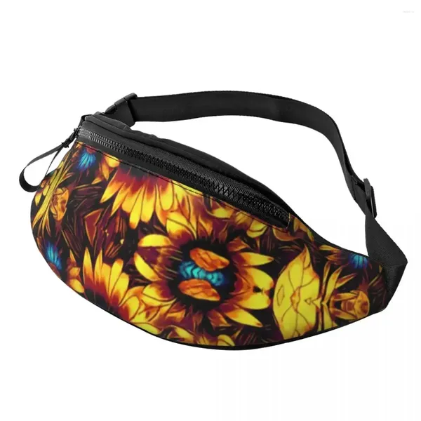 Hüfttaschen, abstrakte Blumentasche, Sonnenblumen-Druck, Bild, Polyester-Packung, Sport, Herren