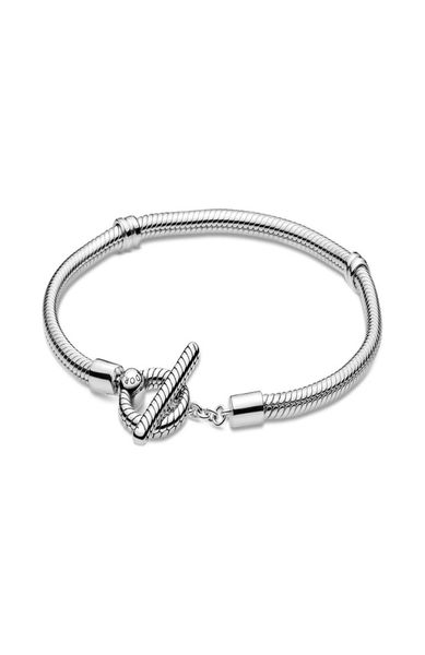 2020 Nuovo autentico ALE 925 Sterling Silver Momento Iconico Logo T-Bar Chiusura a catena Bracciale con ciondoli Gioielli con ciondoli Confezione regalo originale1092476