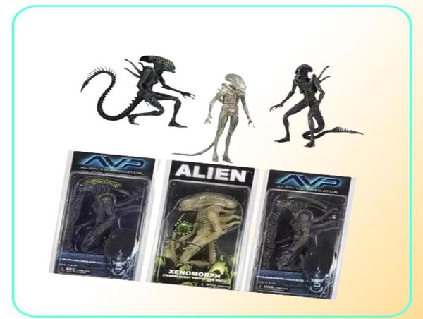 Neca Aliens Vs Predator Avp Series Grid Alien Xenomorph Полупрозрачный костюм-прототип Warrior Alien Фигурка Модель игрушки 18 см Y2001991950