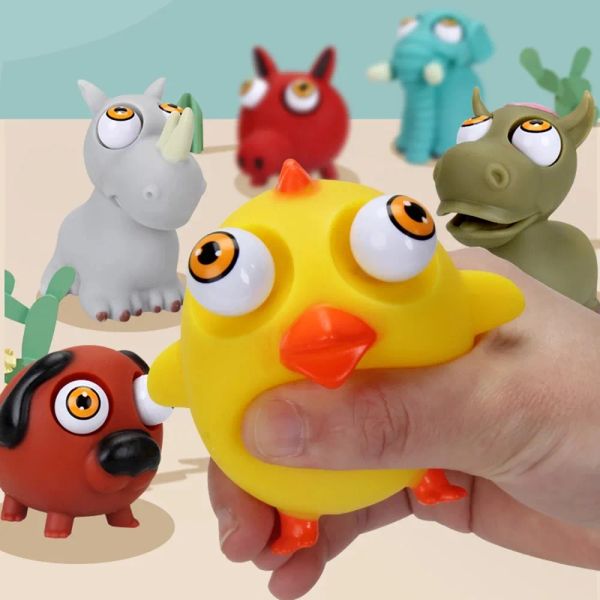 Animal dos desenhos animados Squeeze Antistress Toy Boom Out Eyes Boneca Stress Relief Panda Fidget Toys Figura Descompressão Grande Criativo Engraçado Brinquedos de explosão de globo ocular para crianças adultas