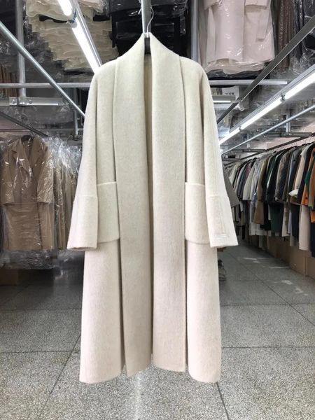 Große Umlegekragen Bademantel Stil Doppelseitige Wollmantel Frauen Lange Koreanische Mode Kurze Lose Winterjacke 240104