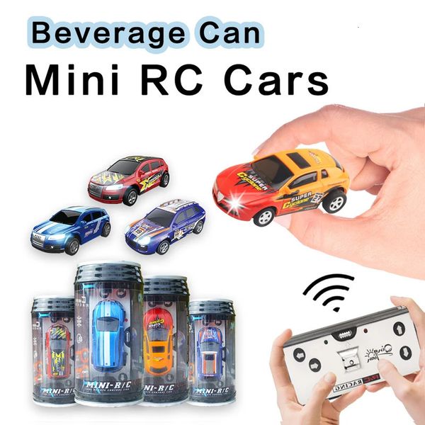 1 64 Mini RC Auto Can Box Car Creativo Mini RC Auto Radio Telecomando Luce Micro Auto da corsa Giocattolo per Ragazzi Regalo per bambini 240105