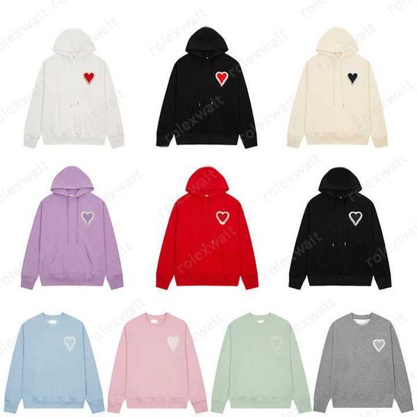 Mens Pullover Amis Fashion Designer Hoodie Mulher Manga Comprida Amor Bordado Impresso Amies Zipper Casual Top Redondo Pescoço Skate Moletons UNZZ