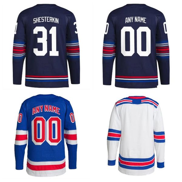 Hokey Formaları Panarin 10 Igor Shesterkin 31 Mika Zibanejad 93 Adam Fox 23 Donanma Alternatif S-XXXL Dikişli Erkek Jersey 2023 2024 Donanma Üçüncü Jersey Stitiched Beyaz Mavi